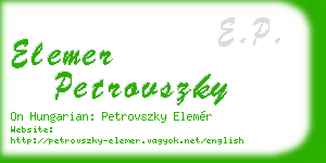 elemer petrovszky business card
